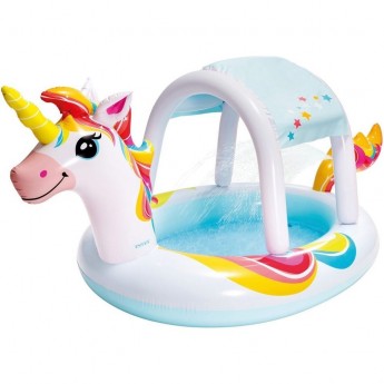Детский надувной бассейн INTEX ЕДИНОРОГ 58435 122х122см с навесом, 130л, от 2 лет